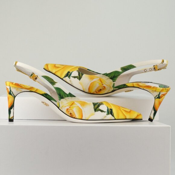 Dolce & Gabbana Yellow Rose Gabardine Slingback Pumps, EU 35/US 5 - Picture 13 of 14